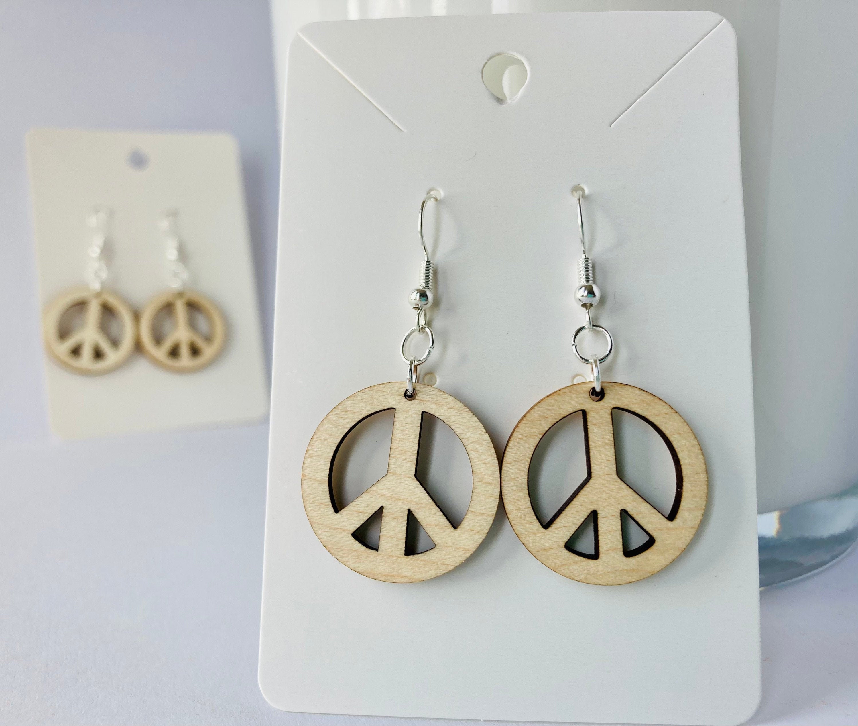 Handmade Wood Earrings Peace Sign Earrings lightweight Etsy
