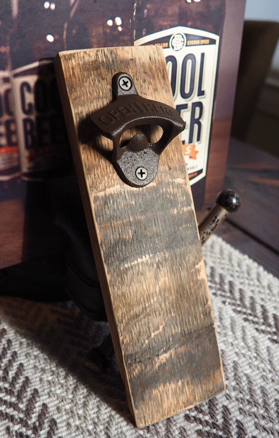 Whiskey Barrel Stave Bottle Opener Countertop Wall Etsy