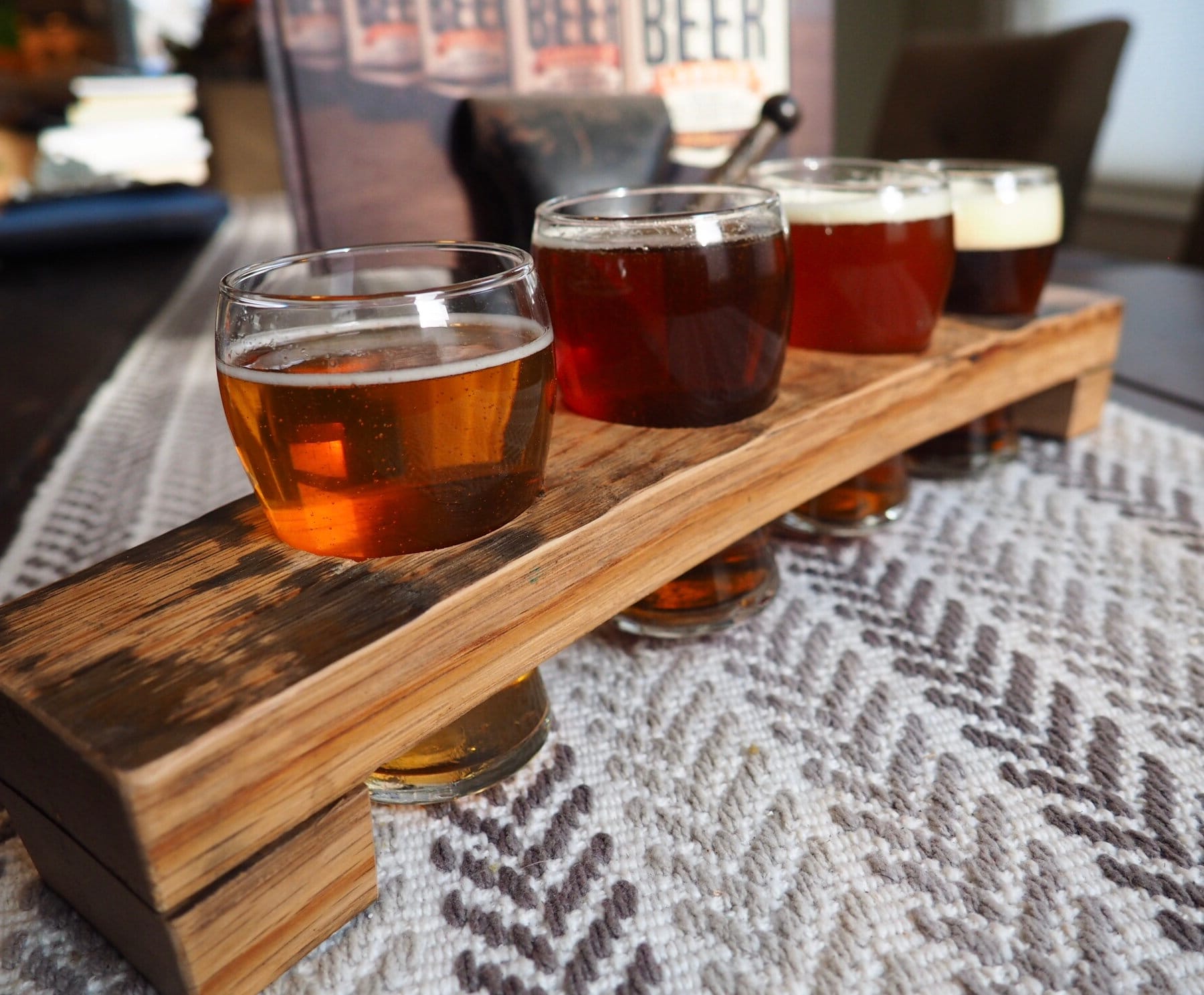 Barrel Stave Beer Flight Board w/ Glasses Etsy
