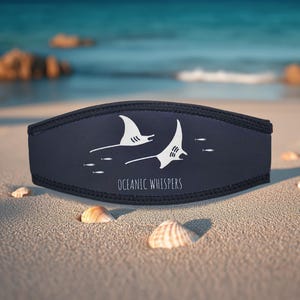 Scuba Dive Mask Strap Cover With Manta Ray Design / Water Sports / Snorkeling