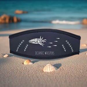 Scuba Dive Mask Strap Cover With Cuttlefish Design / Water Sports / Snorkeling