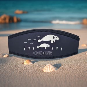 Scuba Dive Mask Strap Cover With Manatee Design / Water Sports / Snorkeling