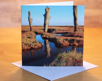 Thornham Salt Marshes 15 x 15 cm, 6 inch x 6 inch, Blank Photo Greeting Card Suit any occasion