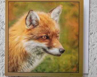 Fox Portrait 15 x 15 cm, 6 inch x 6 inch, Blank Wildlife Photo Greeting Card