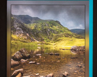 Llyn Idwal Wales, Landscape, Blank Photo Greeting Card, 15cm x 15cm 6" x 6"