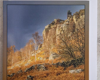 Curbar Edge, Derbyshire England 15 x 15 cm, 6 inch x 6 inch, Blank Photo Greeting Card