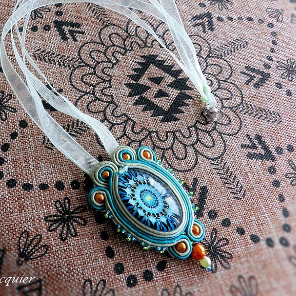 Collier pendentif Soutache, multicolore