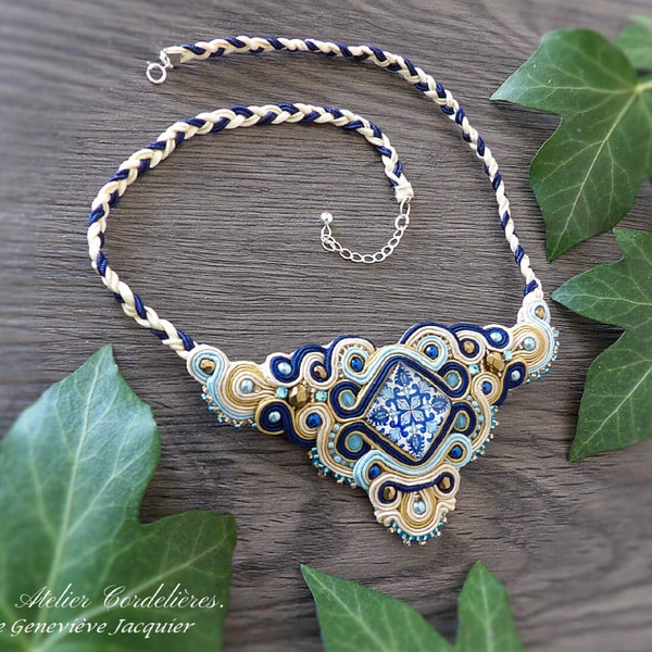 Collier soutache, ras de cou, style Renaissance