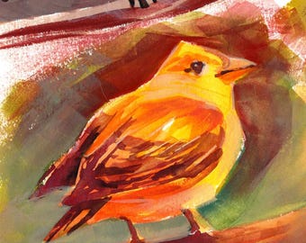 Bird Painting Commission, Watercolor and Gouache