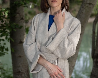 Women's Undyed Wool Felt Overcoat & Cardigan