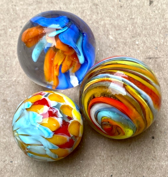 Handmade artisan glass collector's  3-PACK marble set