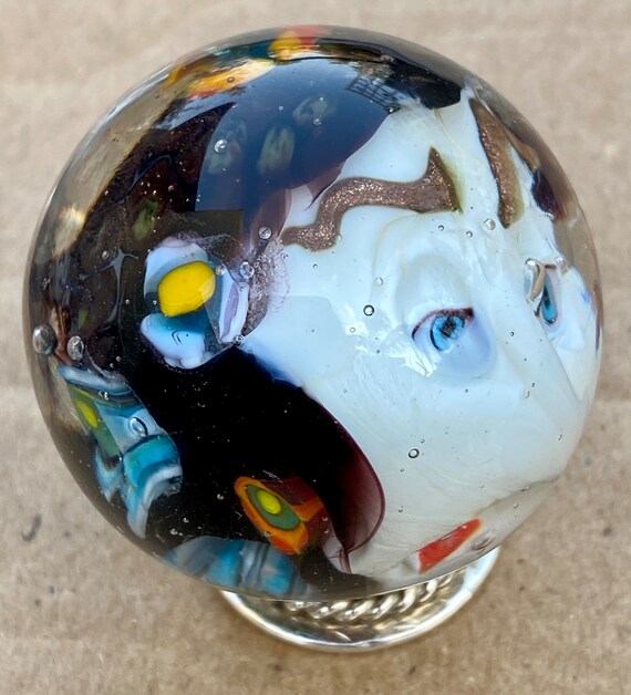 Sloppy second. Handmade artisan glass collector's marble head Jen