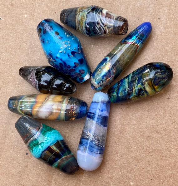 8 Handmade artisan glass beads