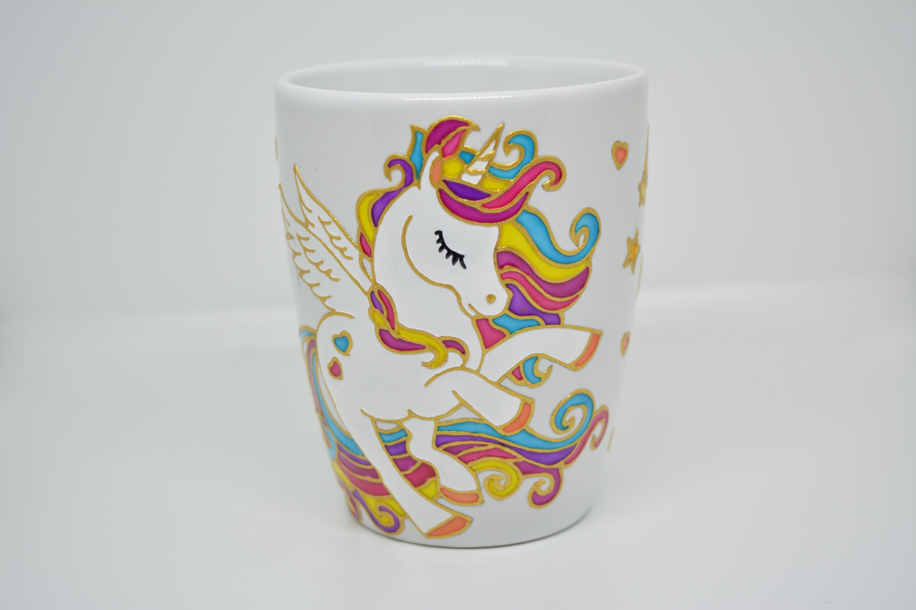 Hand painting colorful Unicorn Mug Funny Rainbow Unicorn mug Etsy