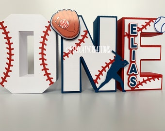 ONE Baseball 3D Letters | First Birthday Baseball Theme | My Rookie Year | Baseball Birthday Decor | 1st Birthday Baseball ONE Letters