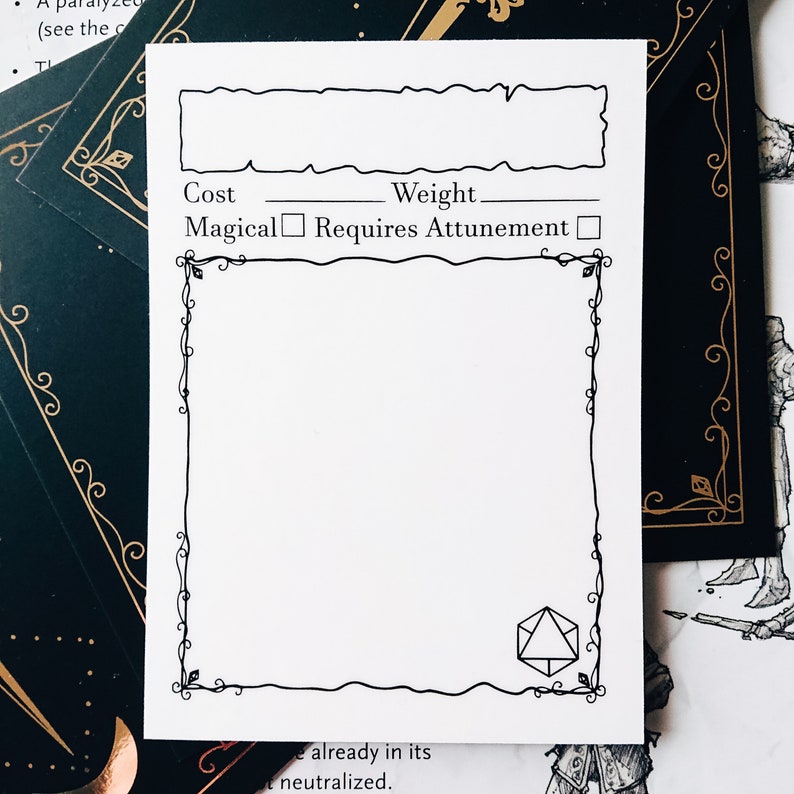 Reusable Blank D&D Item Cards Ttrpg Accessory Etsy UK
