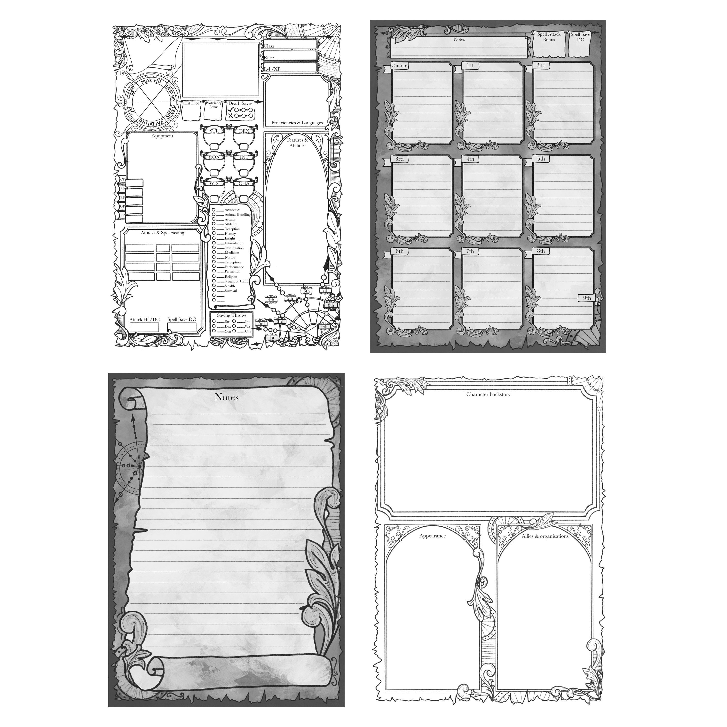 Printable DnD 5e character sheet | Etsy