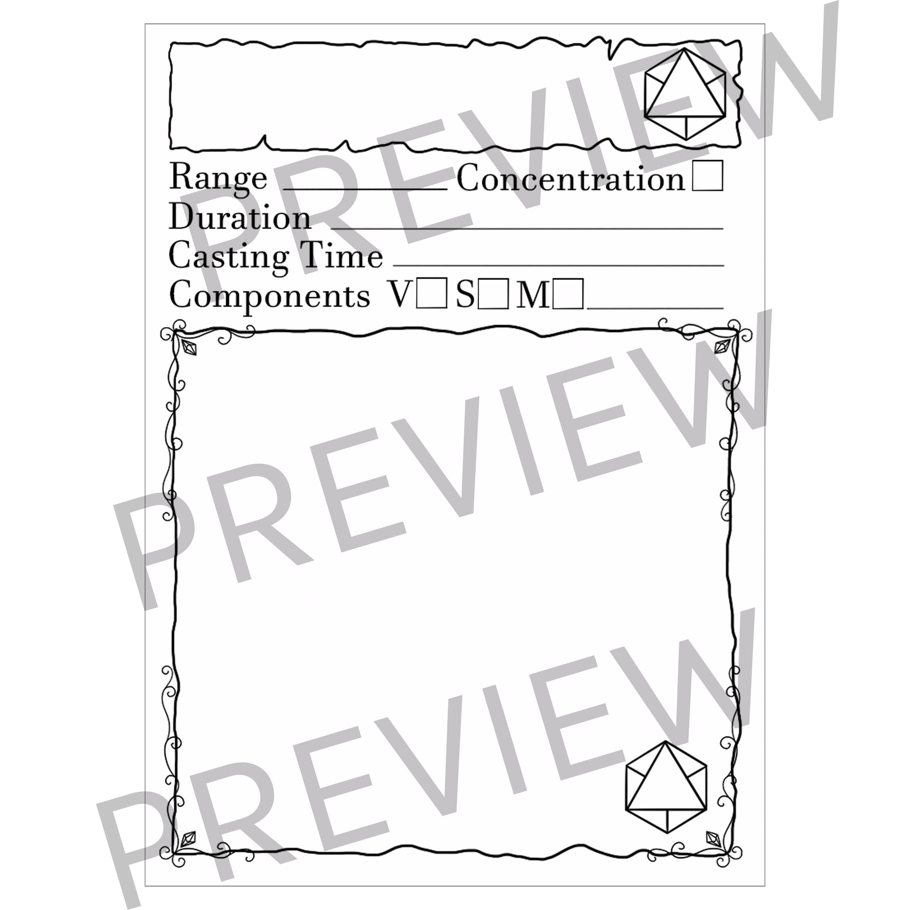 Blank Dnd Spell Cards Etsy UK
