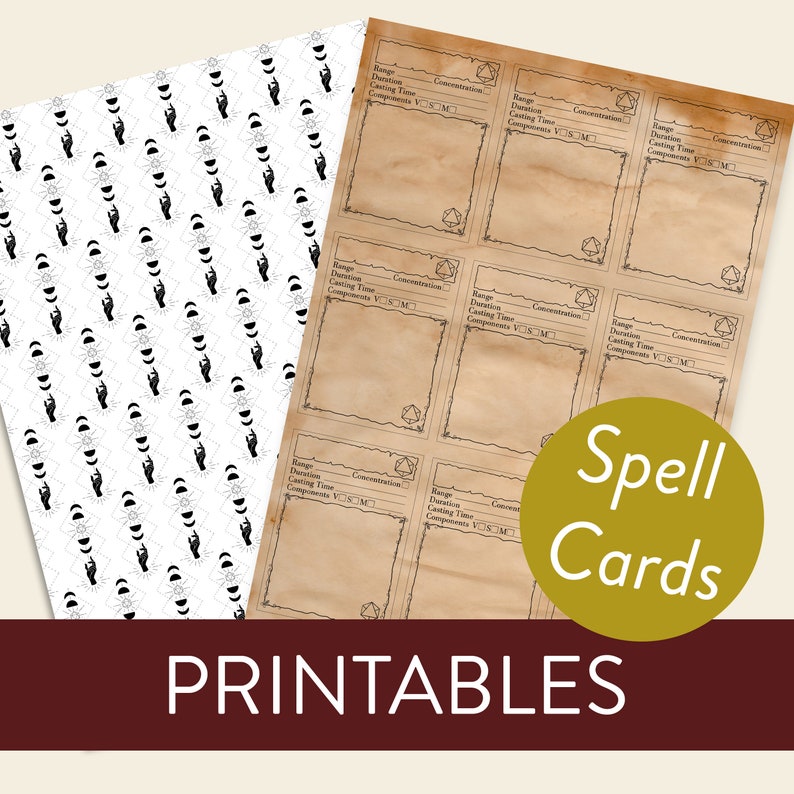 Printable Blank D&amp;D Spell Cards - Etsy