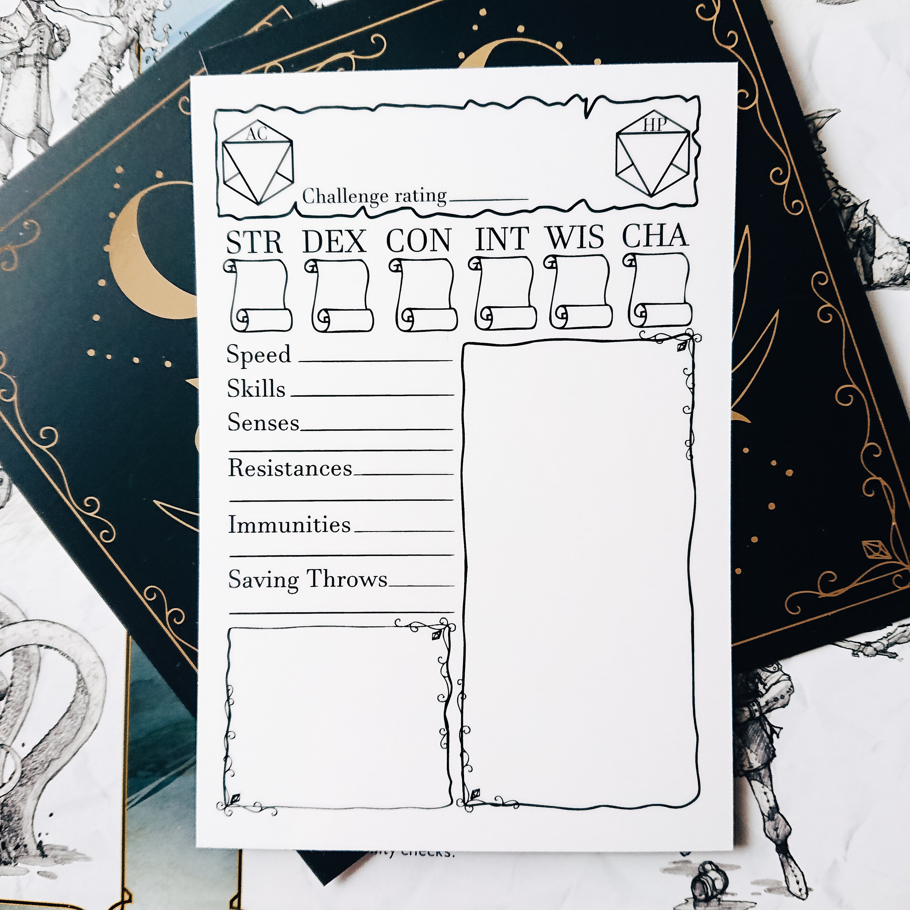 Reusable Blank D&amp;D Monster/npc Statblock Cards Ttrpg | Etsy