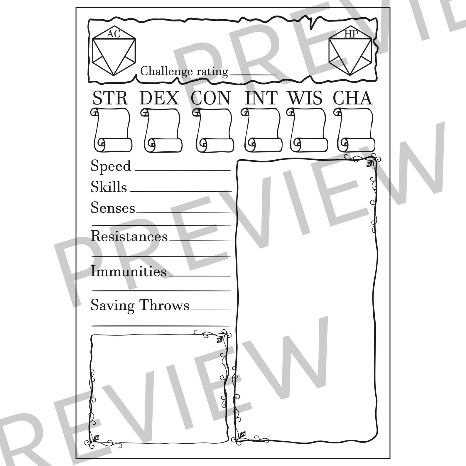 Printable blank D&amp;D cards BUNDLE | Etsy
