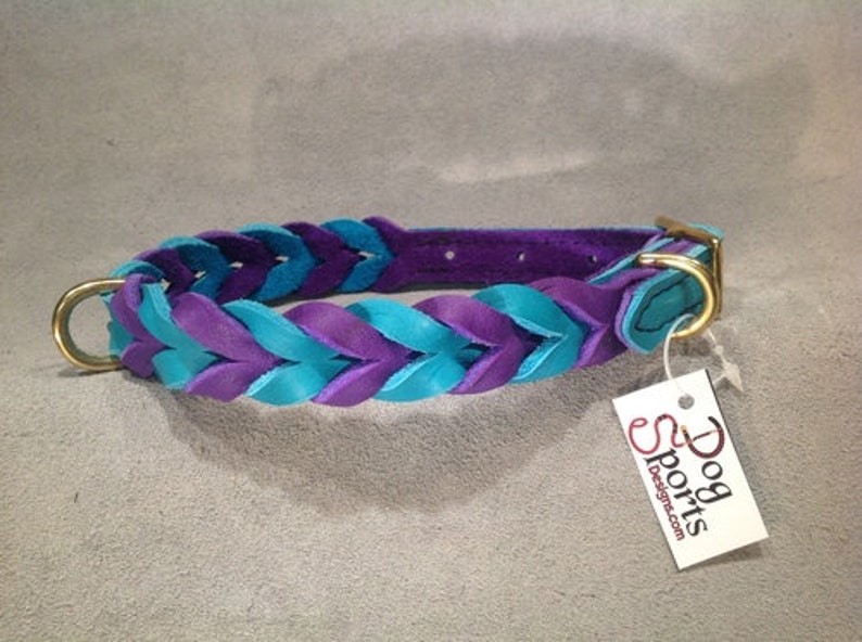 20 Herringbone Braided Leather Buckle Collar Dogsports