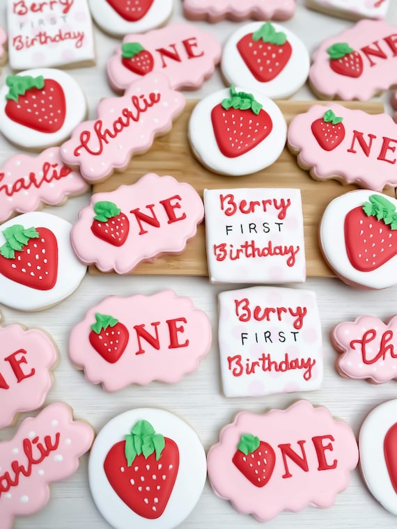 Berry First Birthday Cookies FREE SHIPPING Etsy