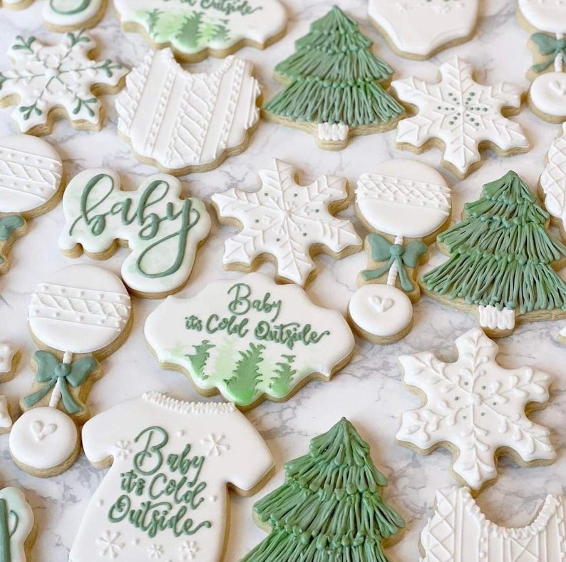 Winter Christmas Baby Shower Cookies Etsy