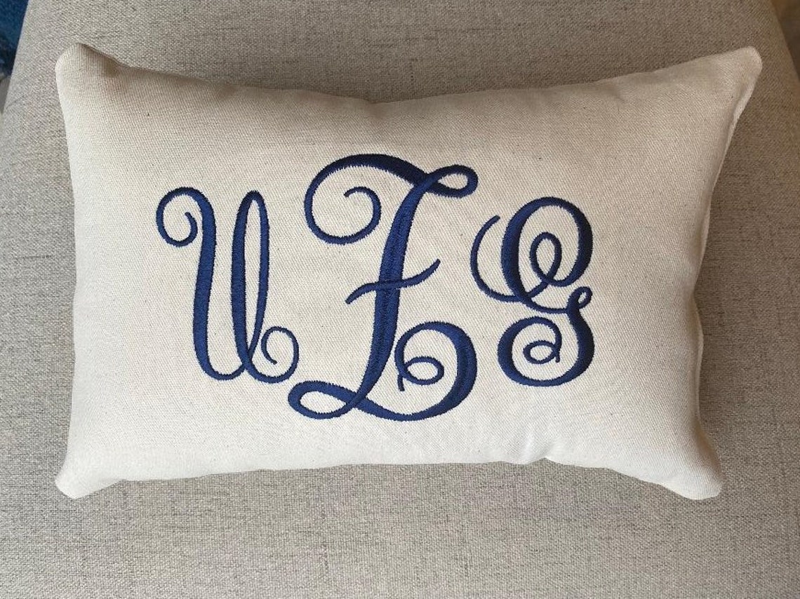 Personalized Initial Embroidered Pillow. Size 8in x 12in. Etsy