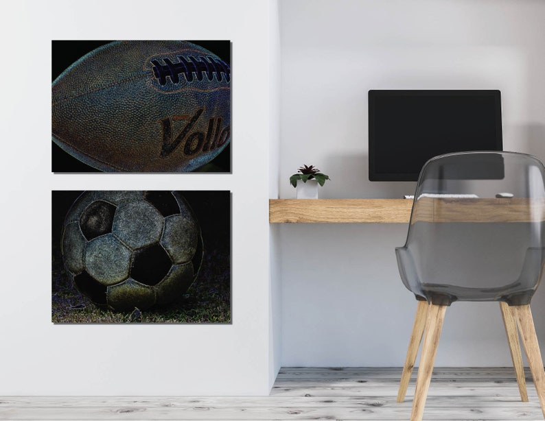 Sport Ball Art Set of 4 Sports Decor Sports Wall Art Sport Etsy