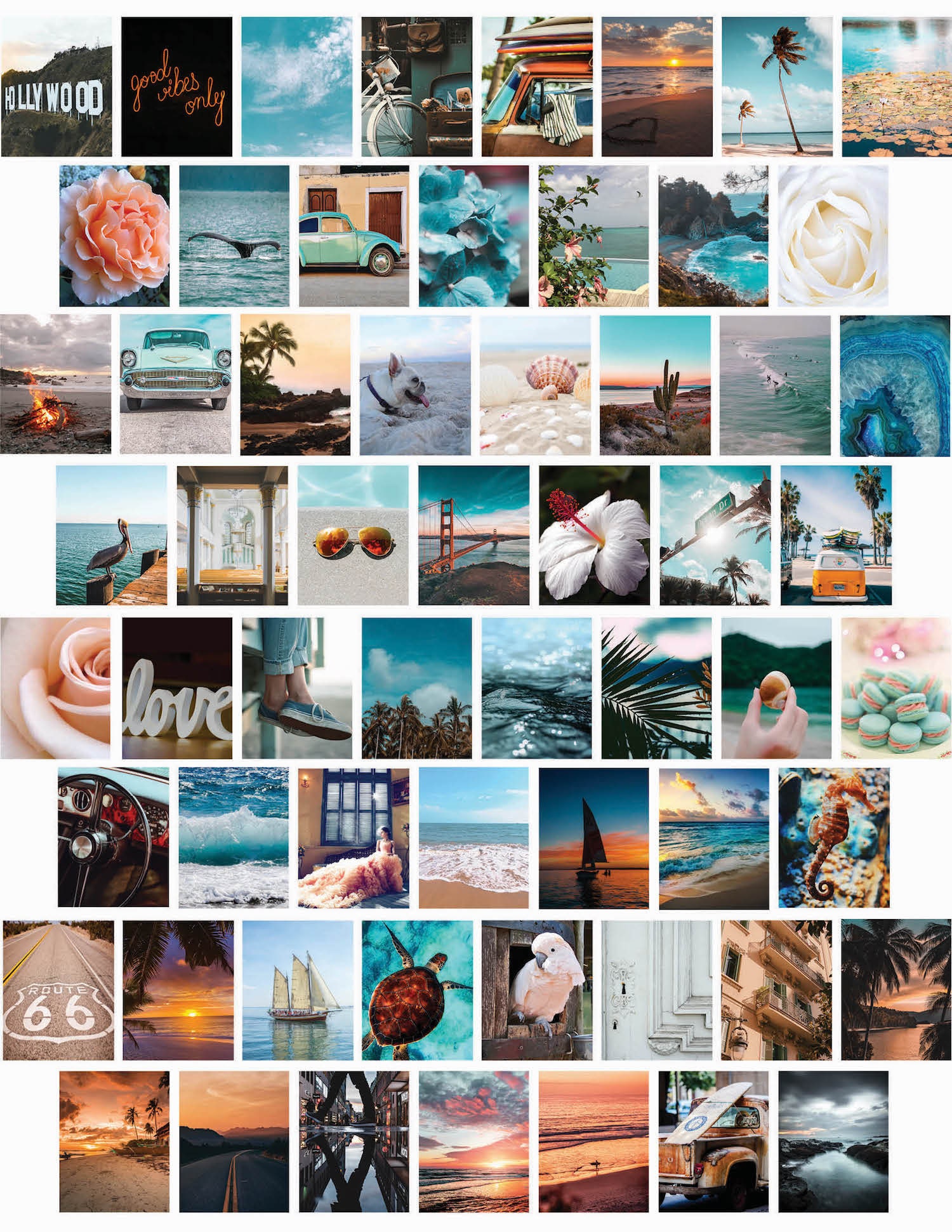 Collage Prints Beach Collage 8.5x11 and 4x6 Collage, Teal Collage ...