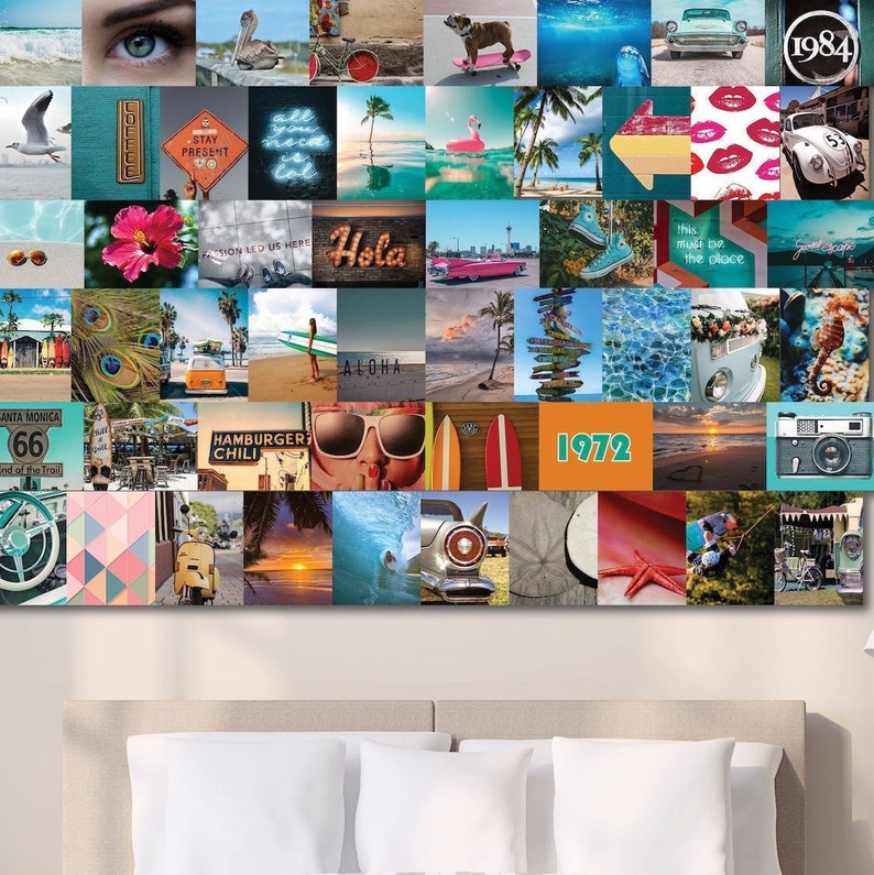 Vsco Breezy Beach Aesthetic Collage Kit 54 Piece Wall Decor Etsy