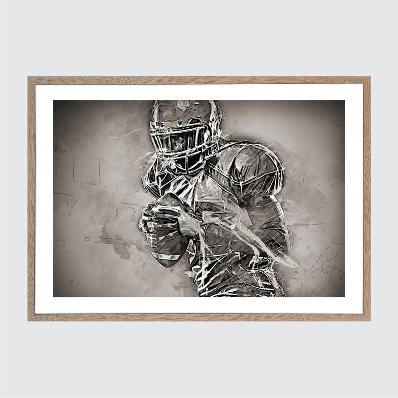 Football Player Wall Art Football Player Canvas Football Etsy