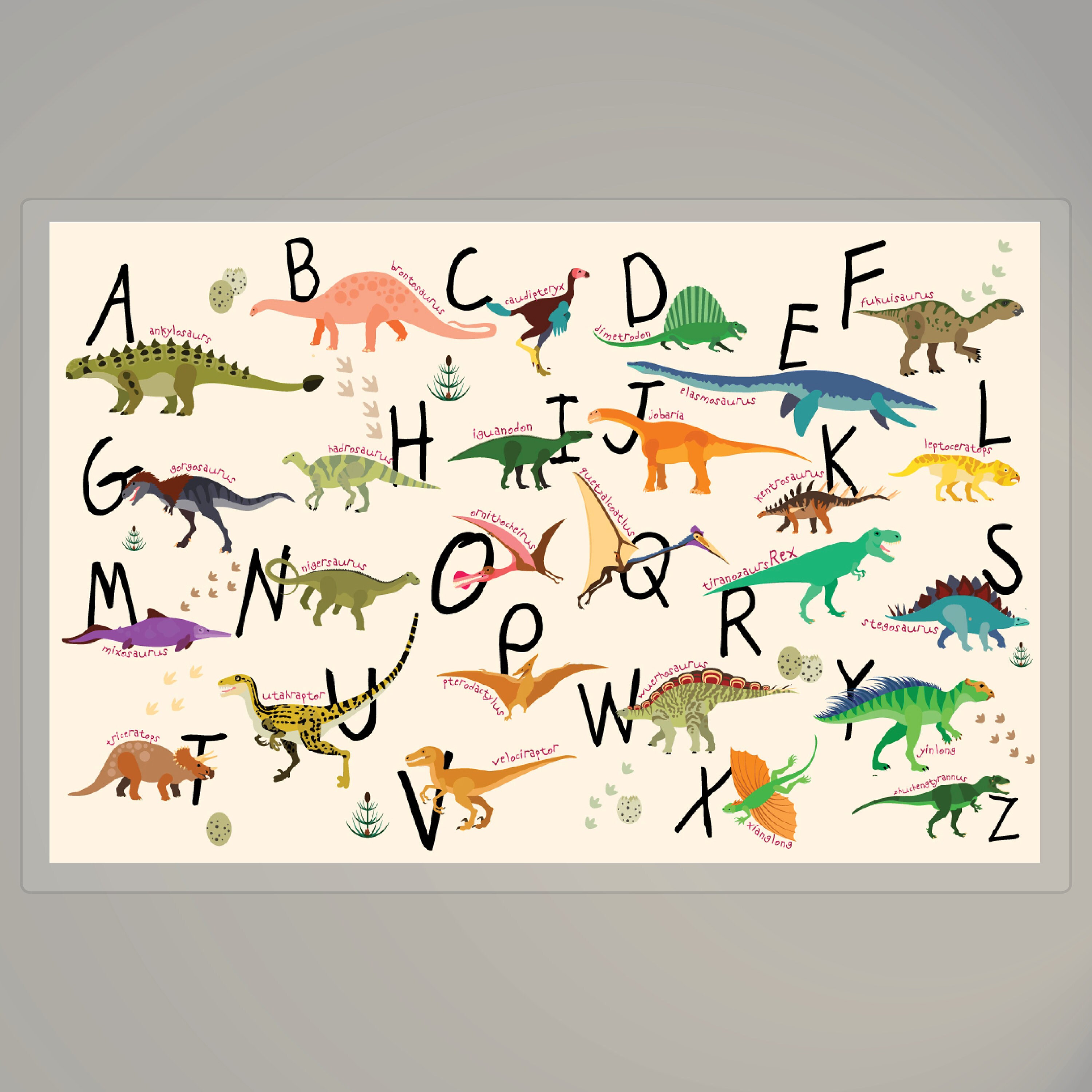 Dinosaur Placemat Name That Dinosaur Placemat Alphabet Etsy Ireland