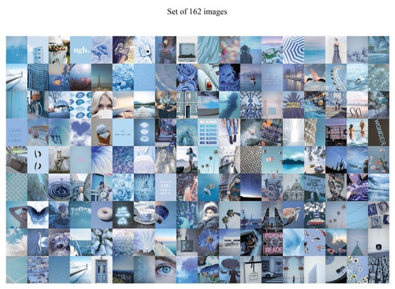 Blue Aesthetic Collage Kit Baby Blue Collage Blue Wall Etsy