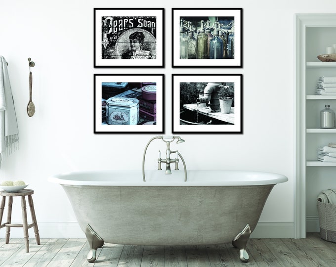 Retro Bathroom Wall Decor, Farmhouse Bathroom, Rustic Bathroom Art ...