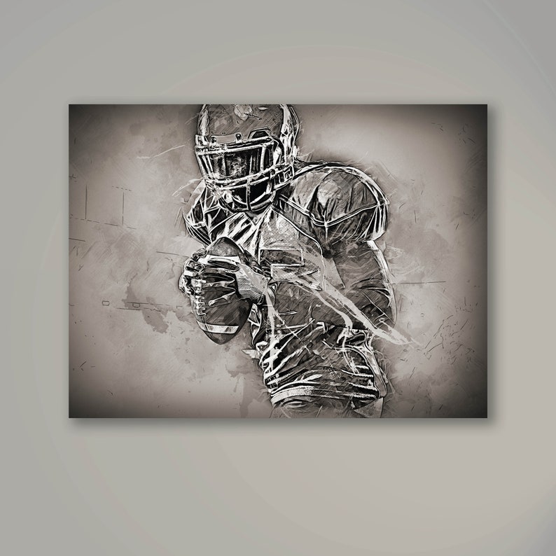 Football Player Wall Art Canvas Print Framed Print Etsy