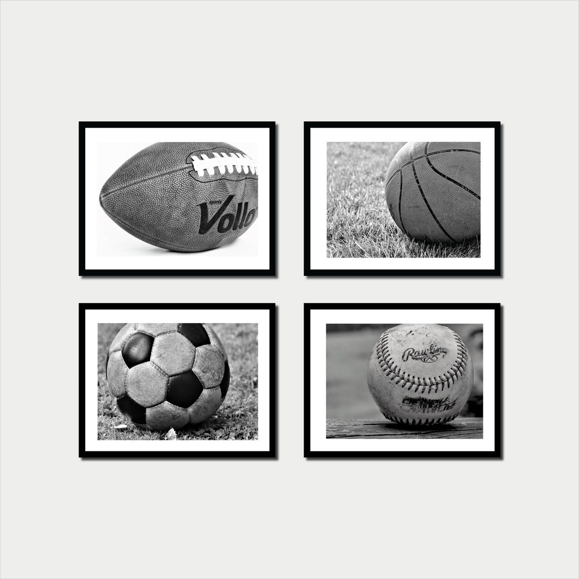 Sport Ball Art Set of 4 Sports Decor Sports Wall Art Sport Etsy