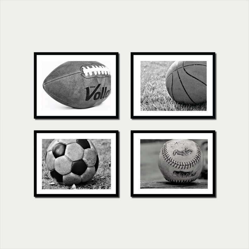 Sport Ball Art Set of 4 Sports Decor Sports Wall Art Sport Etsy
