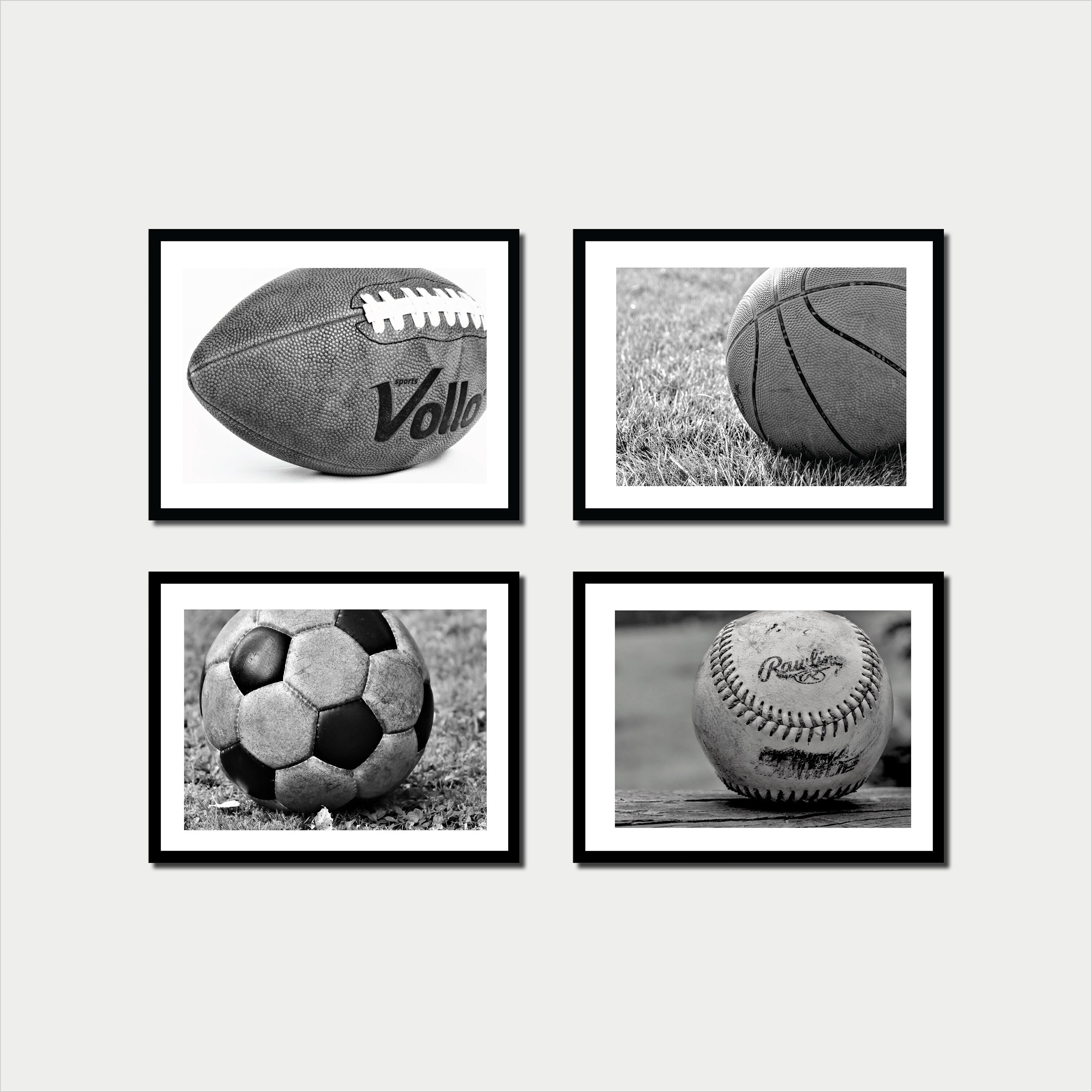 Sport Ball Art Set of 4 Sports Decor Sports Wall Art Sport Etsy