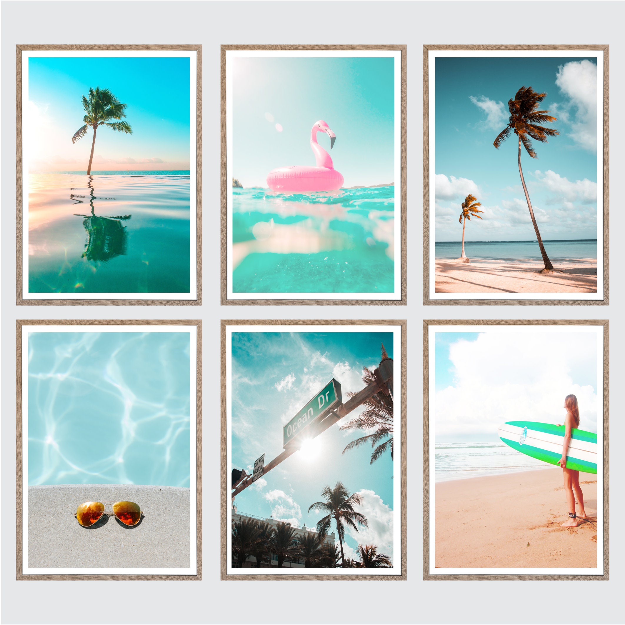 Coastal Beach Set of 6 Canvas Print Framed Print Etsy
