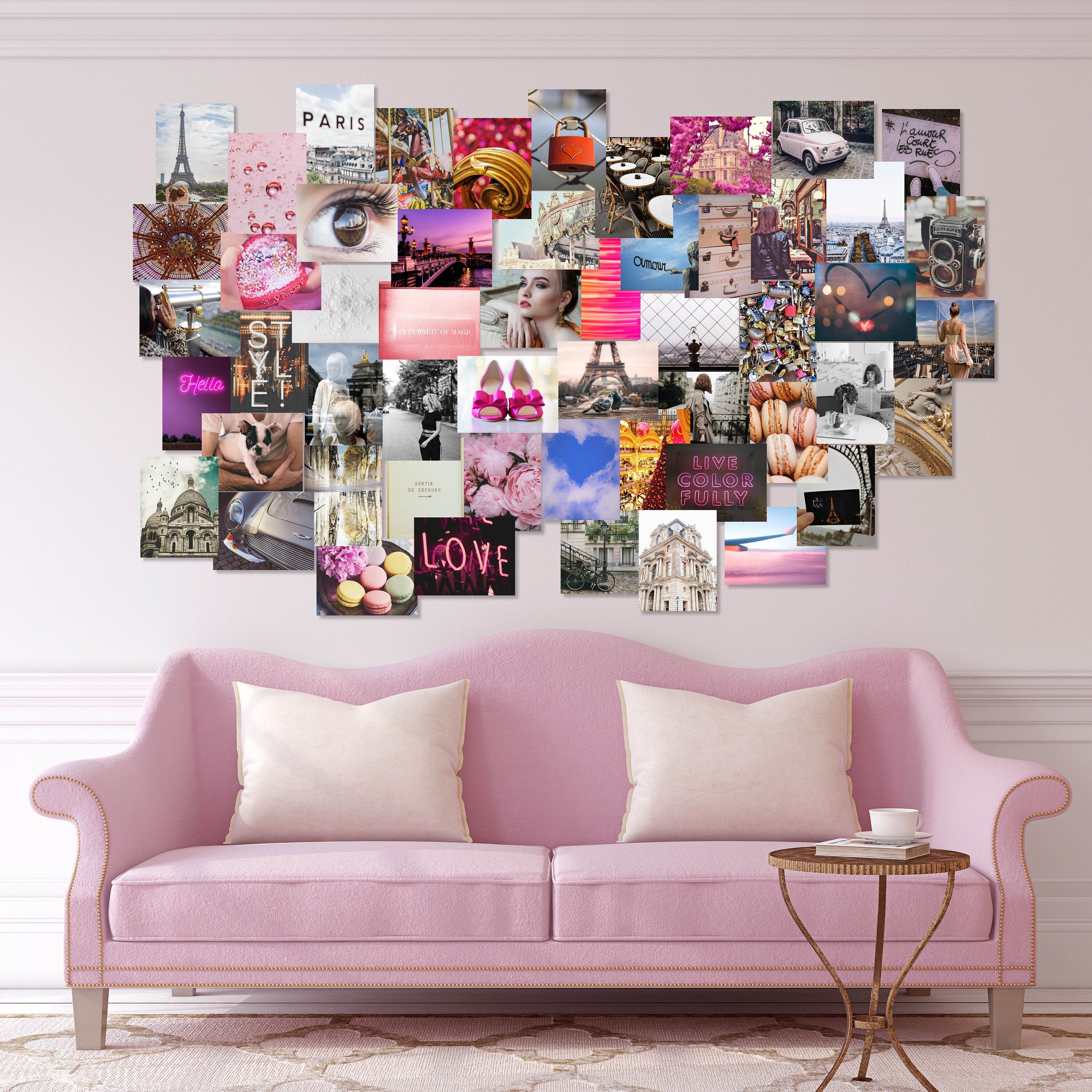 Paris Collage Kit Travel Collage Set Pink Collage VSCO - Etsy