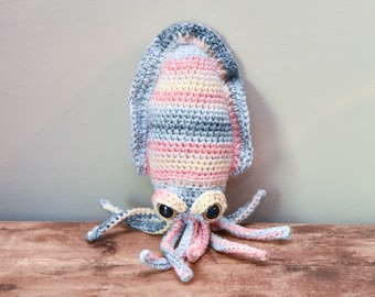 Crochet Cuttlefish Plush, Squid Stuffed Animal, Octopus Plushie, Toy for Boy, Birthday Gift for Him or Her, Stuffy for Girl, Amigurumi Toys