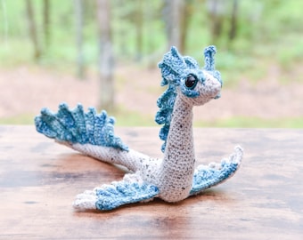 Crochet Sea Dragon Stuffed Animal, Handmade Dinosaur Plush, Loch Ness Monster toy for boy or girl, Dino Plushie, Amigurumi Birthday Gift