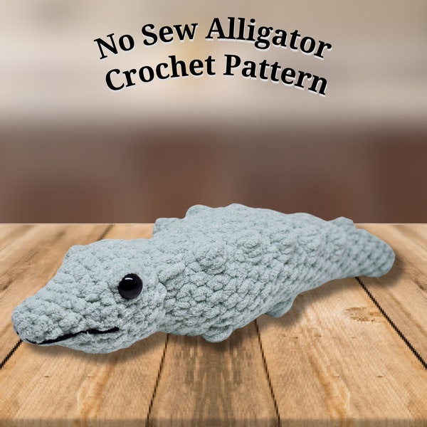 Crochet Alligator Pattern, No Sew Crochet Pattern, No-Sew Amigurumi, Crocodile Reptile Crocheted Instructions, PDF DIGITAL DOWNLOAD