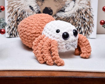 Crochet Jumping Spider Stuffed Animal, Plush Toy Amigurumi Plushie, Birthday Gift for Boy or Girl, Tarantula Lover Gifts (SKU: SP03)