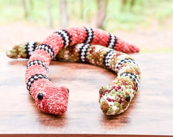 Crochet Snake Plush Toy, Stuffed Animal Snake Plushie, Amigurumi Pet Handmade Toy, Gift for Snake Lover, Birthday Gift for Boy or Girl