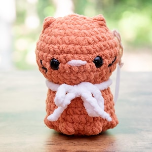 Chunky Crochet Cat Plush, Handmade Chubby Kitty Stuffed Animal, Crocheted Amigurumi Kitten Plushie, Birthday Gift for Boy or Girl