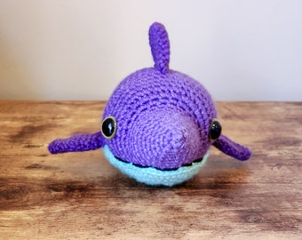 Dolphin Plush Crochet Toy Amigurumi Purple and Teal - Stuffed Animal