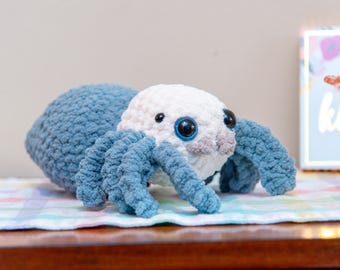 Crochet Jumping Spider Stuffed Animal, Plush Toy Amigurumi Plushie, Birthday Gift for Boy or Girl, Tarantula Lover Gifts (SKU: SP08)